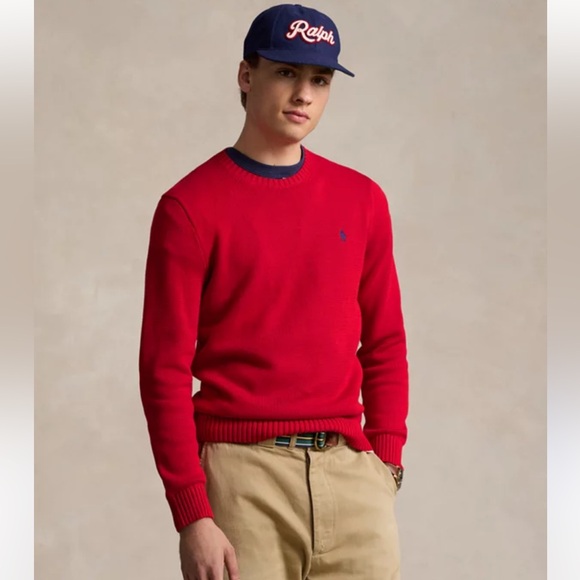 Polo Ralph Lauren 100% Wool Sweater Red Extra Large XL‎ - Picture 1 of 8